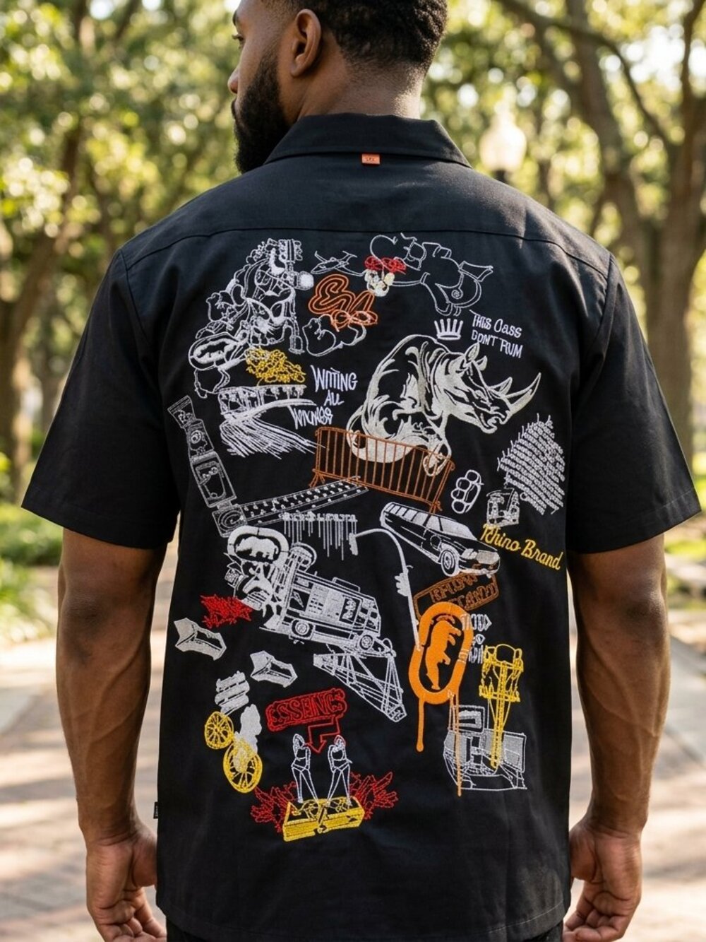 ECKO UNLTD Black Cotton Embroidered Graphic Shirt 2XL NWT